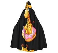 WHJDPP Capa con capucha estampada de jirafa en una dona para adultos con pajarita para fiestas de disfraces, cosplay