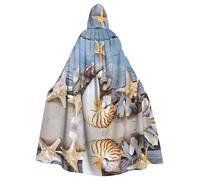 WHJDPP Capa con capucha para adultos con diseño de estrella de mar y arena de conchas marinas, para Halloween, súper grande, sin cremallera