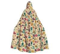 WHJDPP Capa con capucha para adultos con diseño de monstruos de dibujos animados que llenan la pantalla para Halloween, con pajarita para fiestas de disfraces, cosplay