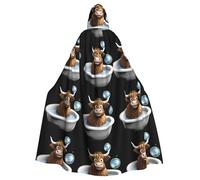 WHJDPP Capa con capucha para adultos con diseño de vaca de las Highland Baby taking a bath, capa con capucha súper grande sin cremallera