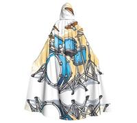 WHJDPP Capa con capucha para adultos con estampado de batería de dibujos animados para fiestas de disfraces y eventos temáticos