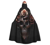 WHJDPP Capa con capucha para adultos con estampado de calavera negra y rosa, sin cremallera, cómoda y duradera para juegos de rol