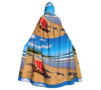 WHJDPP Capa con capucha para adultos con estampado de caracola roja junto al mar para Halloween, fiesta de disfraces, cosplay