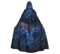 WHJDPP Capa con capucha para adultos con estampado de crisantemo azul, capa con capucha súper grande sin cremallera