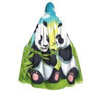 WHJDPP Capa con capucha para adultos con estampado de dos pandas felices sin cremallera, cómoda y duradera para jugar a roles