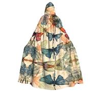 WHJDPP Capa con capucha para adultos con estampado de libélula de tinta con pajarita para fiestas de disfraces, cosplay