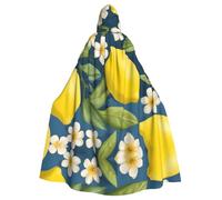 WHJDPP Capa con capucha para adultos con estampado de limón y flores y pajarita para fiestas de disfraces, cosplay