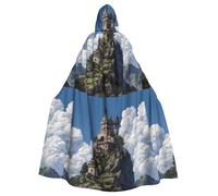 WHJDPP Capa con capucha para adultos con estampado de The Castle on top of the hill para Halloween, con pajarita para fiestas de disfraces, cosplay