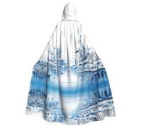 WHJDPP Capa con capucha para adultos, diseño de silueta de ciudad futura para Halloween, juego de rol