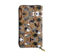 WHJDPP Cartera larga de cuero para mujer con bolsillo para monedas con | Embrague de gran capacidad para tarjetas, chequera para mamá, novia, gallo y pollo