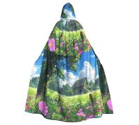 WHJDPP Chalet In The Grassland Picture - Capa con capucha para adultos con pajarita para fiestas de disfraces, cosplay