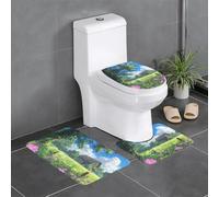 WHJDPP Chalet in The Grassland Printing - Juego de 3 alfombrillas antideslizantes para baño, 24 x 16 pulgadas, rectangulares, en forma de U y ovaladas para inodoro, tocador y baño