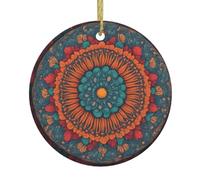 WHJDPP Colgante redondo de cerámica con diseño abstracto de hongos y mandalas, 2.9 pulgadas, exquisito y duradero