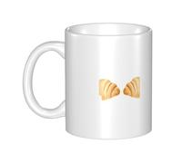 WHJDPP Croissant that says hola - Taza de cerámica para capuchino, latte, cereales, yogur, leche, bebidas calientes o frías, horno de microondas