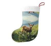 Whjdpp Deer in The Meadow - Calcetines de Navidad impresos de doble cara para decoración de interiores y fiestas de gran capacidad