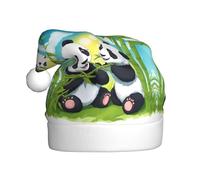 WHJDPP Dos pandas felices Picture - Sombreros de Navidad de felpa para hombres y mujeres, gorras de fiesta de Año Nuevo para adultos