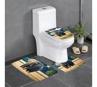 WHJDPP Elephant in The Grassland - Juego de alfombras de baño antideslizantes con estampado de elefante, 3 piezas, alfombrillas ovaladas y rectangulares para inodoro, tocador y baños