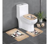 WHJDPP Funny Piggy Printing - Juego de 3 alfombras de baño antideslizantes con contorno, ovaladas y rectangulares para inodoro, tocador y baños