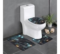 WHJDPP Future Robot Printing - Juego de alfombras de baño antideslizantes de 3 piezas con contorno, ovaladas y rectangulares para inodoro, tocador y baños