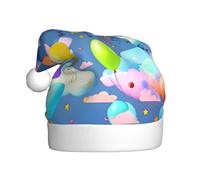 WHJDPP Globos coloridos con imagen de sombreros de Navidad de felpa para hombres y mujeres, gorras de fiesta de Año Nuevo para adultos