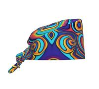 WHJDPP Gorra de trabajo de limpieza de imágenes de colores psicodélicos para mujeres y hombres, ajustable, absorbe el sudor, transpirable, color negro