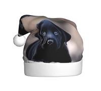 WHJDPP Gorro de Navidad con estampado de cachorro de labrador negro para adultos, suave y esponjoso, ideal para uso a largo plazo
