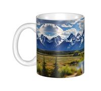 WHJDPP Grand Teton - Taza de cerámica con imagen del parque nacional para capuchino, latte, cereales, yogur, leche, bebidas calientes o frías, horno de microondas
