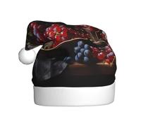WHJDPP Grapes and Wine Picture - Sombreros de Navidad de felpa para hombres y mujeres, gorras de fiesta de Año Nuevo para adultos