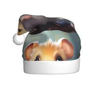 WHJDPP Happy Hamster Picture - Sombreros de Navidad de felpa para hombres y mujeres, gorras de fiesta de Año Nuevo para adultos