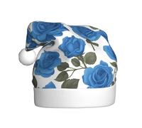 WHJDPP Hermoso sombrero de Navidad con estampado de rosas azules para adultos, diseño suave, ligero y esponjoso para hombres y mujeres