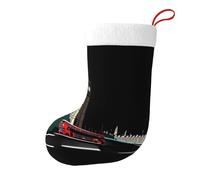 Whjdpp Hermosos calcetines de Navidad impresos de doble cara con estampado de Londres para decoraciones de interiores y fiestas de gran capacidad