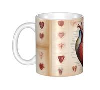 WHJDPP Human Anatomy Heart Chart - Taza de cerámica impresa para capuchino, latte, cereales, yogur, leche, bebidas calientes o frías, horno de microondas