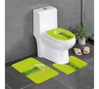 WHJDPP - Juego de 3 alfombrillas antideslizantes para baño, 24 x 16 pulgadas, diseño de batido verde refrescante con contorno, ovaladas y rectangulares para inodoro, tocador y baños