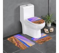 WHJDPP Juego de 3 alfombrillas antideslizantes para baño con estampado de cielo colorido de 24 x 16 pulgadas, rectangulares, en forma de U y ovaladas para inodoro, tocador y baño