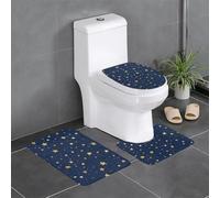 WHJDPP Juego de alfombras de baño antideslizantes con estampado de cielo y estrellas, 3 piezas de contorno, ovaladas y rectangulares para inodoro, tocador y baños