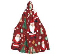 WHJDPP La bonita capa con capucha para adultos con estampado de regalo de Papá Noel es un poncho con capucha súper grande, cómodo y duradero para Halloween
