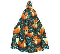 WHJDPP La capa con capucha para adultos con estampado artístico de zorro es un poncho con capucha súper grande, cómodo y duradero para Halloween