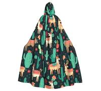 WHJDPP La capa con capucha para adultos con estampado de cactus de llama mexicana es un poncho con capucha súper grande, cómodo y duradero para Halloween