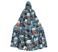 WHJDPP La capa con capucha para adultos con estampado de casa de pueblo de Navidad es un poncho con capucha súper grande, cómodo y duradero de Halloween