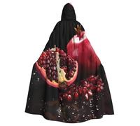 WHJDPP La capa con capucha para adultos con estampado de granada roja es un poncho con capucha súper grande, cómodo y duradero de Halloween