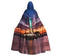 WHJDPP La capa con capucha para adultos con estampado de la Estatua de la Libertad, Estados Unidos es un poncho con capucha súper grande, cómodo y duradero para Halloween