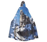 WHJDPP La capa con capucha para adultos con estampado de leopardo de nieve es un poncho con capucha súper grande, cómodo y duradero para Halloween
