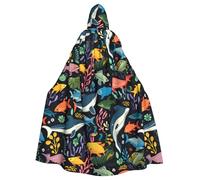 WHJDPP La capa con capucha para adultos con estampado de Ocean World es un poncho con capucha súper grande, cómodo y duradero para Halloween
