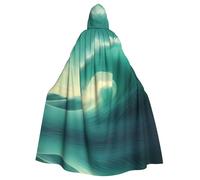 WHJDPP La capa con capucha para adultos con estampado de olas verdes oceánicas es un poncho con capucha de Halloween súper grande, cómodo y duradero