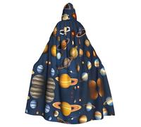 WHJDPP La capa con capucha para adultos con estampado de planetas del sistema solar es un poncho con capucha súper grande, cómodo y duradero de Halloween