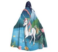 WHJDPP La capa con capucha para adultos con estampado de unicornios es un poncho con capucha súper grande, cómodo y duradero para Halloween