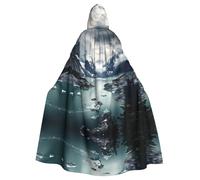 WHJDPP La capa con capucha para adultos con estampado del fiordo glaciar de Alaska es un poncho con capucha súper grande, cómodo y duradero para Halloween