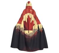 WHJDPP La capa con capucha para adultos con estampado retro de la bandera de Canadá es un poncho con capucha súper grande, cómodo y duradero para Halloween