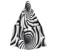 WHJDPP La capa con capucha para adultos con imagen de ilusión óptica en espiral es un poncho con capucha de Halloween súper grande, cómodo y duradero