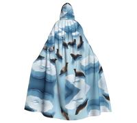 WHJDPP La capa con capucha para adultos de Seals On Ice Picture es un poncho con capucha de Halloween súper grande, cómodo y duradero